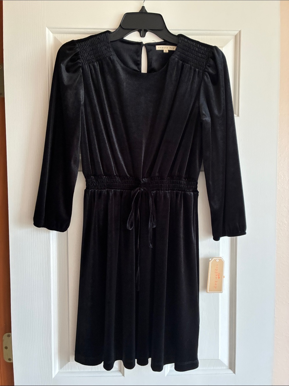 NWT Copper Key Women’s Mini Dress Size Small Black Velvet Long Sleeve HOCO